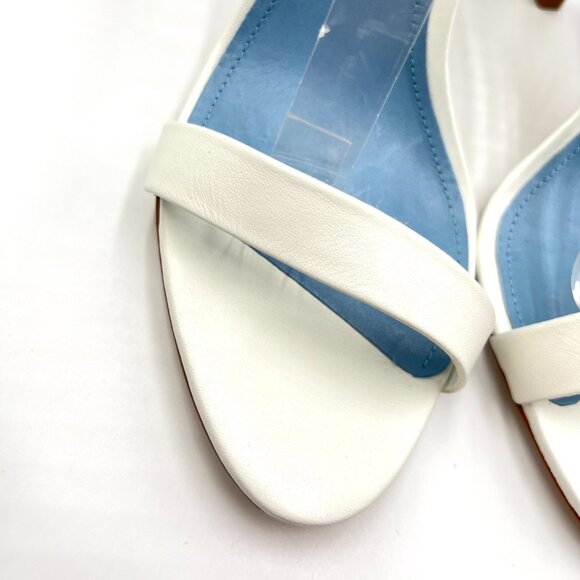 Schutz Size 8.5 Cadey Lee White Leather Minimalist Stiletto Heel Sandals Shoes - Picture 3 of 14